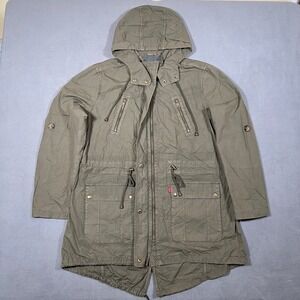 Levis Military Parka Jacket Womens XL‎ Olive Green Utility Hooded Fishtail Army